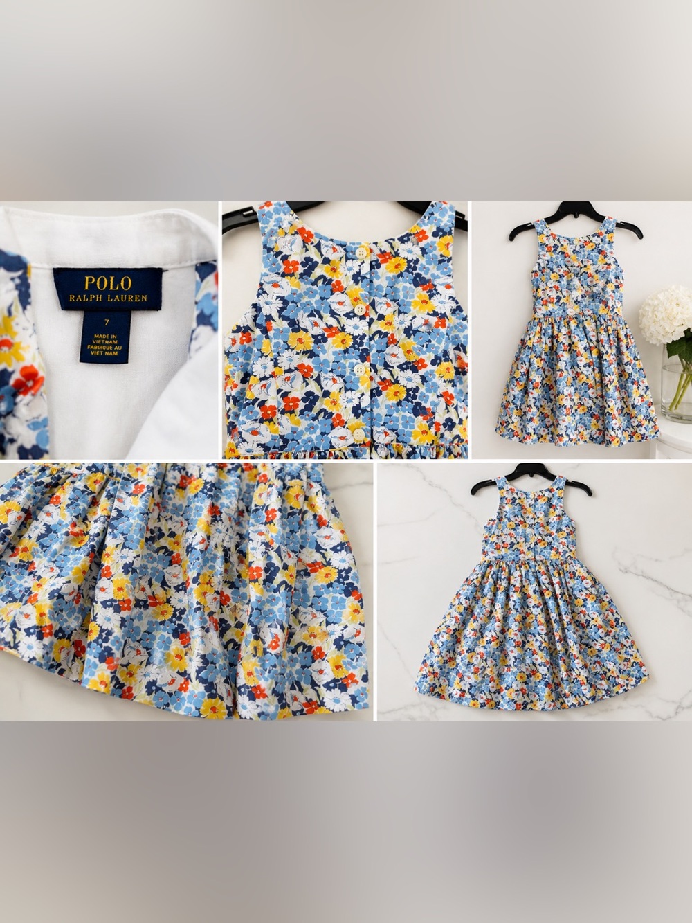 Polo by Ralph Lauren Floral Sundress in Blue, Yellow and Orange